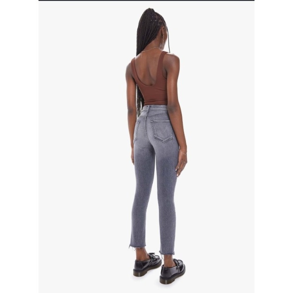 Mother The Pixie Dazzler Ankle Fray Digging Up‎ Dirt Grey High Rise Jeans 25 - Picture 3 of 14